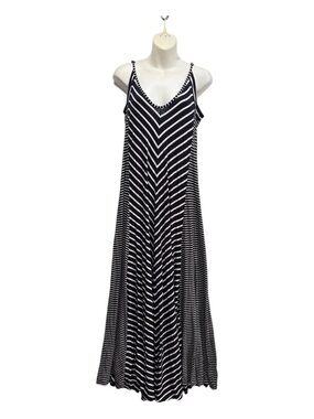 Cynthia Rowley Navy & White Chevron Stripe Maxi Dress size large